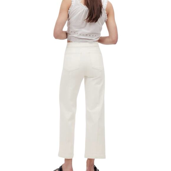 NWT Madewell Emmett Wide Leg Cropped Welt Pocket White Jeans Size 33 - Picture 3 of 12
